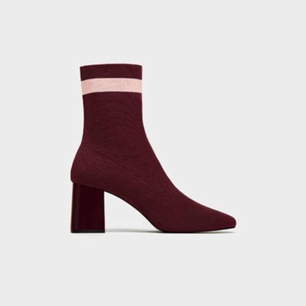 Striped High heel sock-style boots